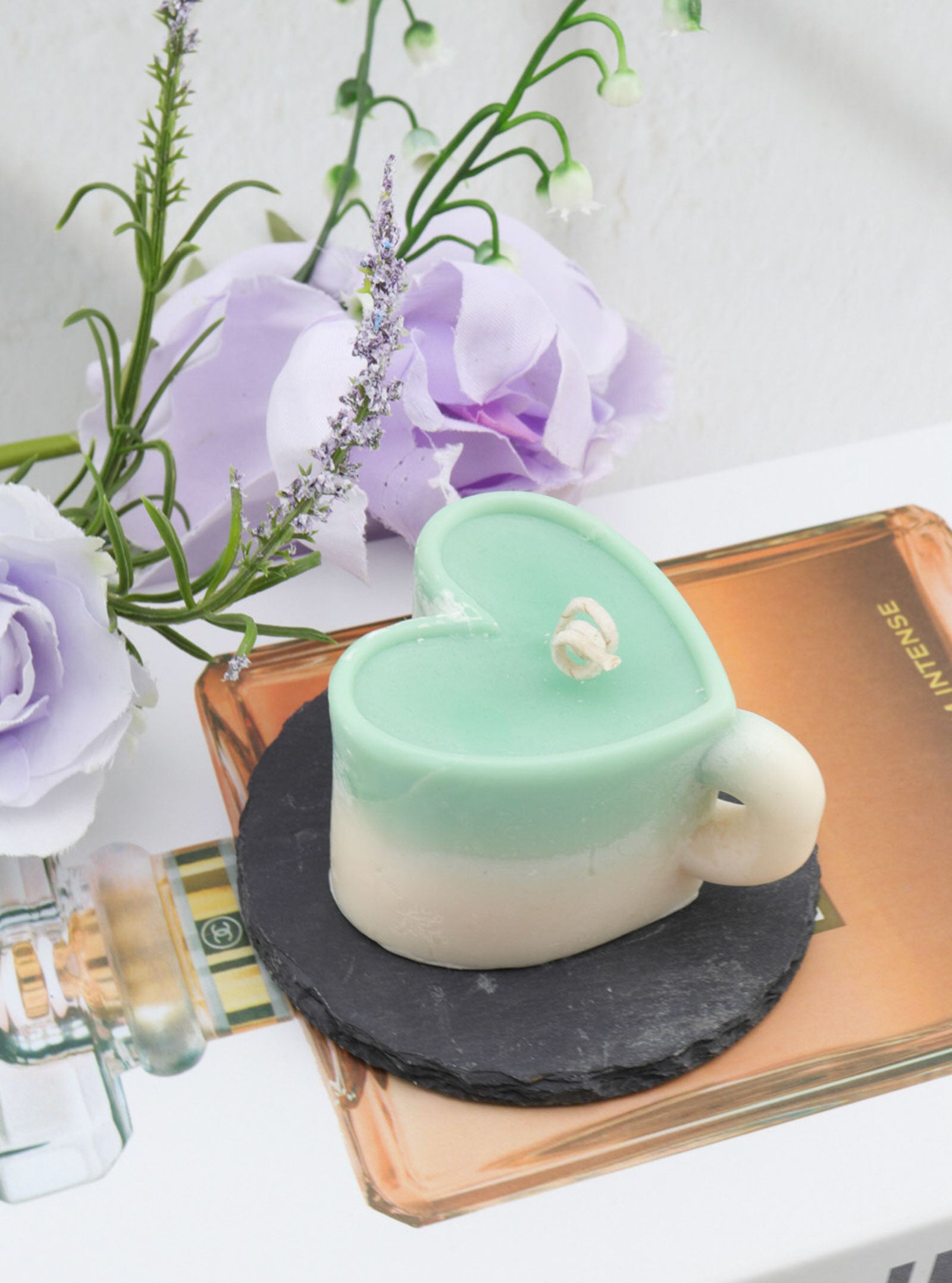 HEART SHAPED TEA CUP SOY WAX CANDLE