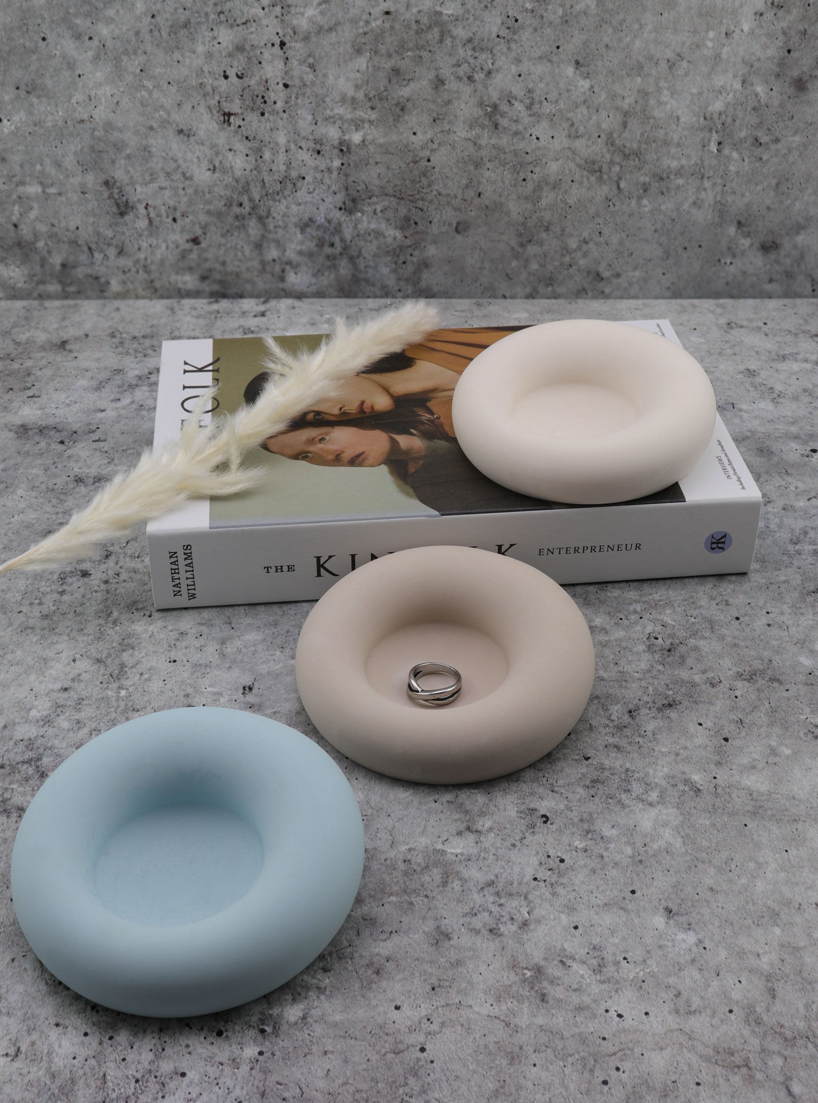 HANDMADE CONCRETE ASYMMETRIC BUTTON TRINKET DISH