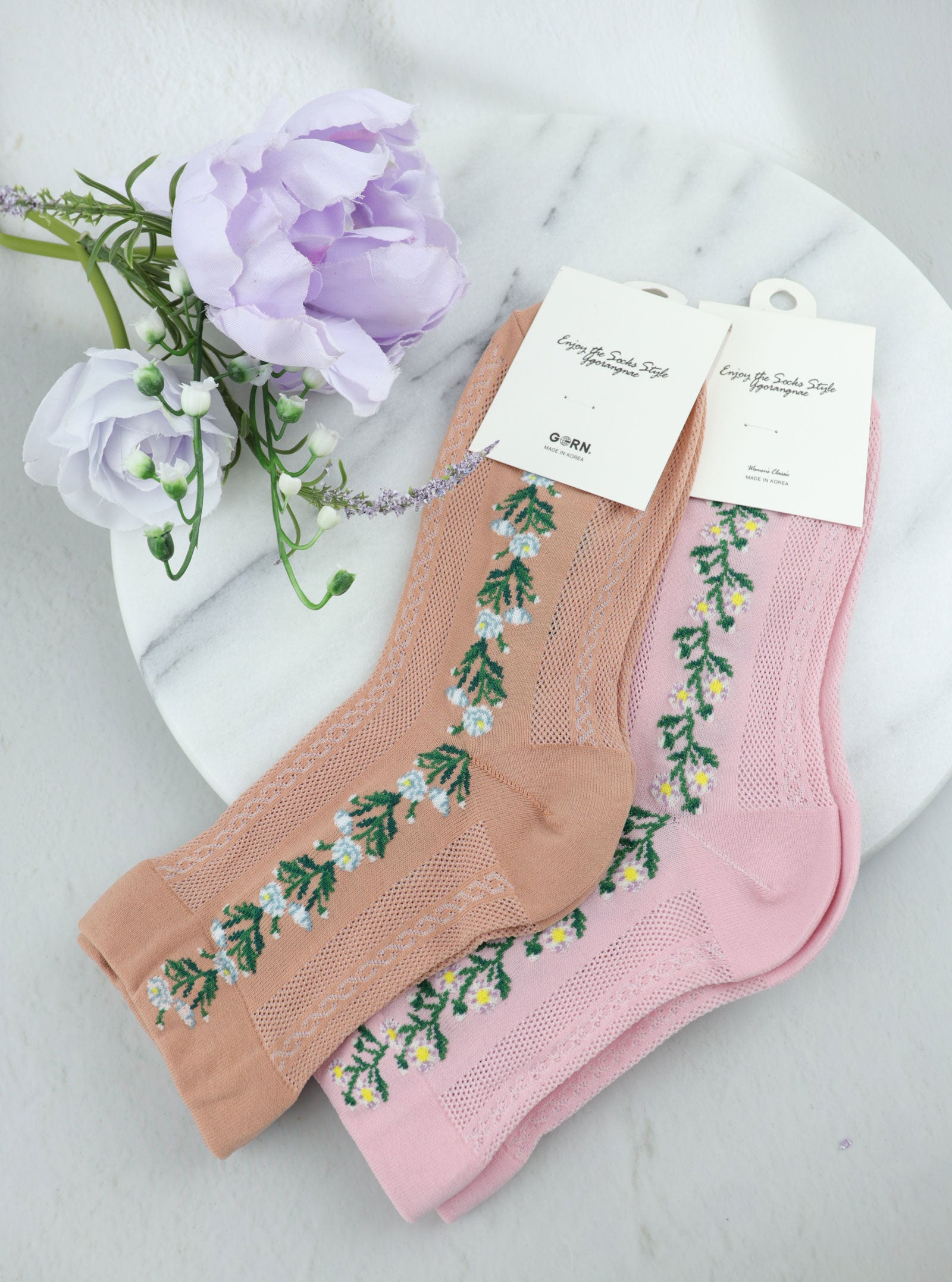 PEPITA FLORAL MESH SOCKS
