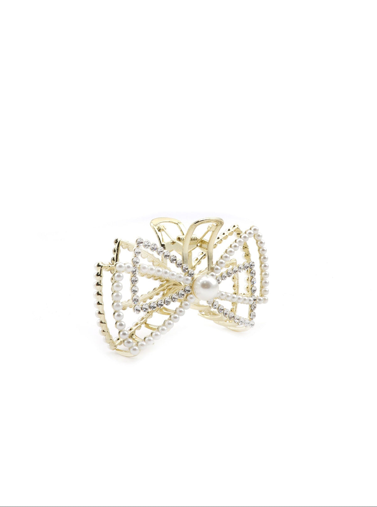Side view of Jaice cubic bow hair claw
