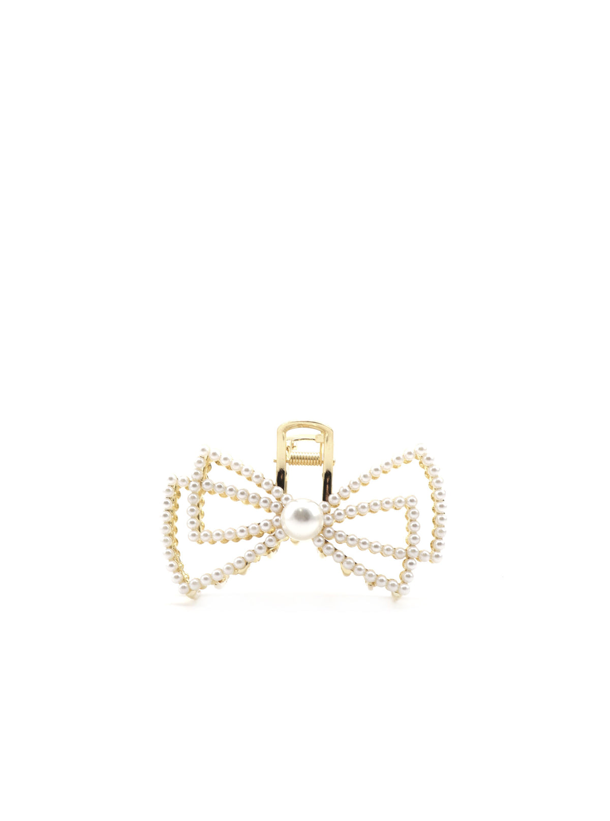 Jaice pearl bow hair claw with gold-tone detailing
