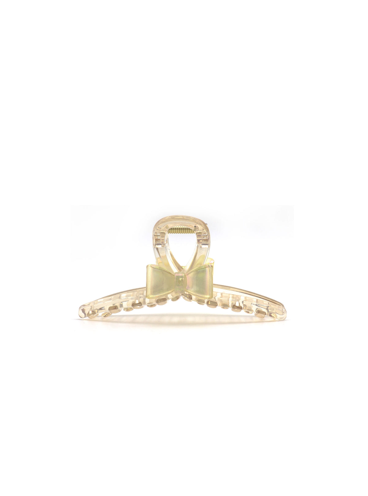 Jansa yellow hair claw with iridescent bow detail