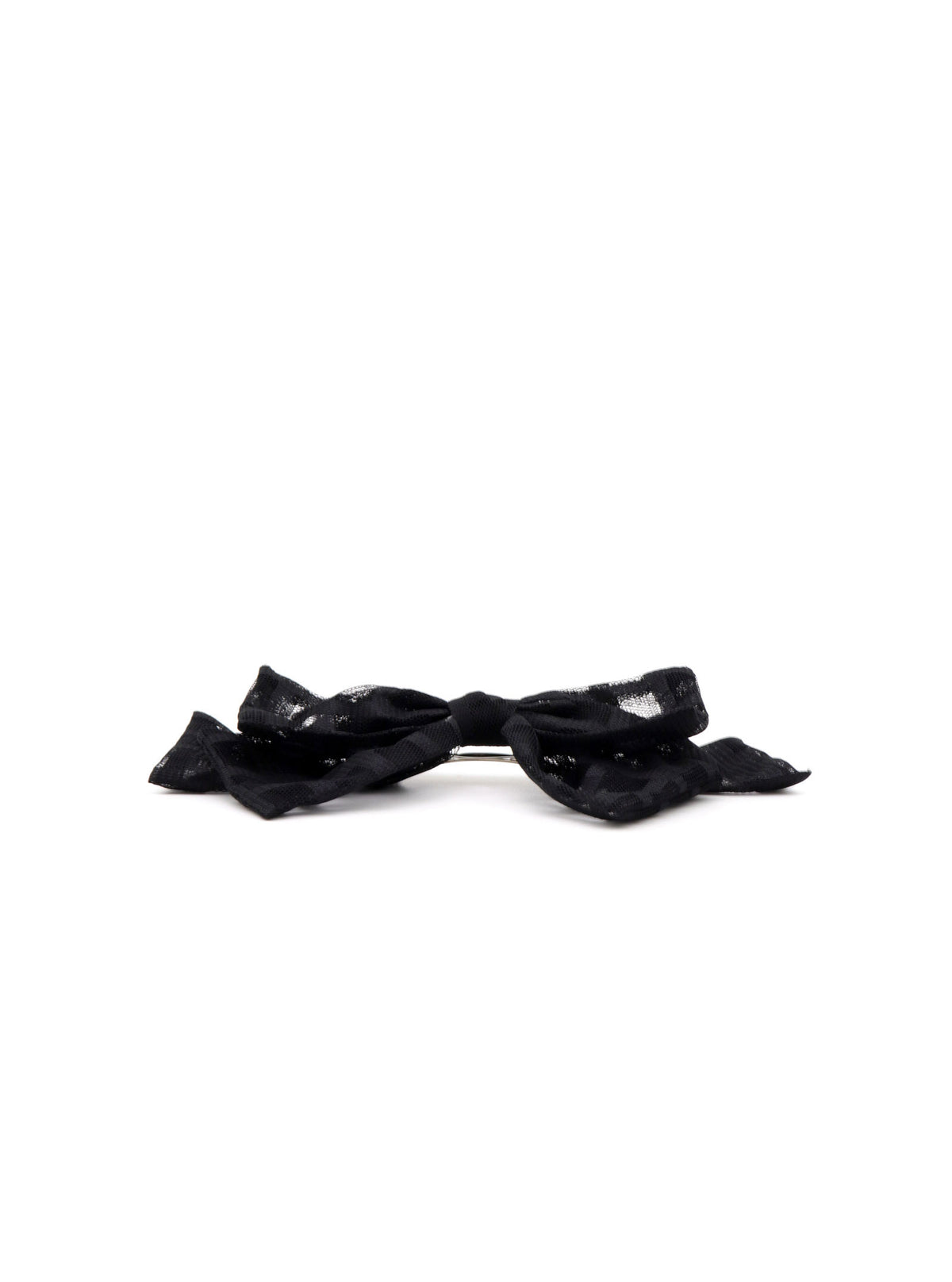 Side profile of Jenda Black bow hair clip