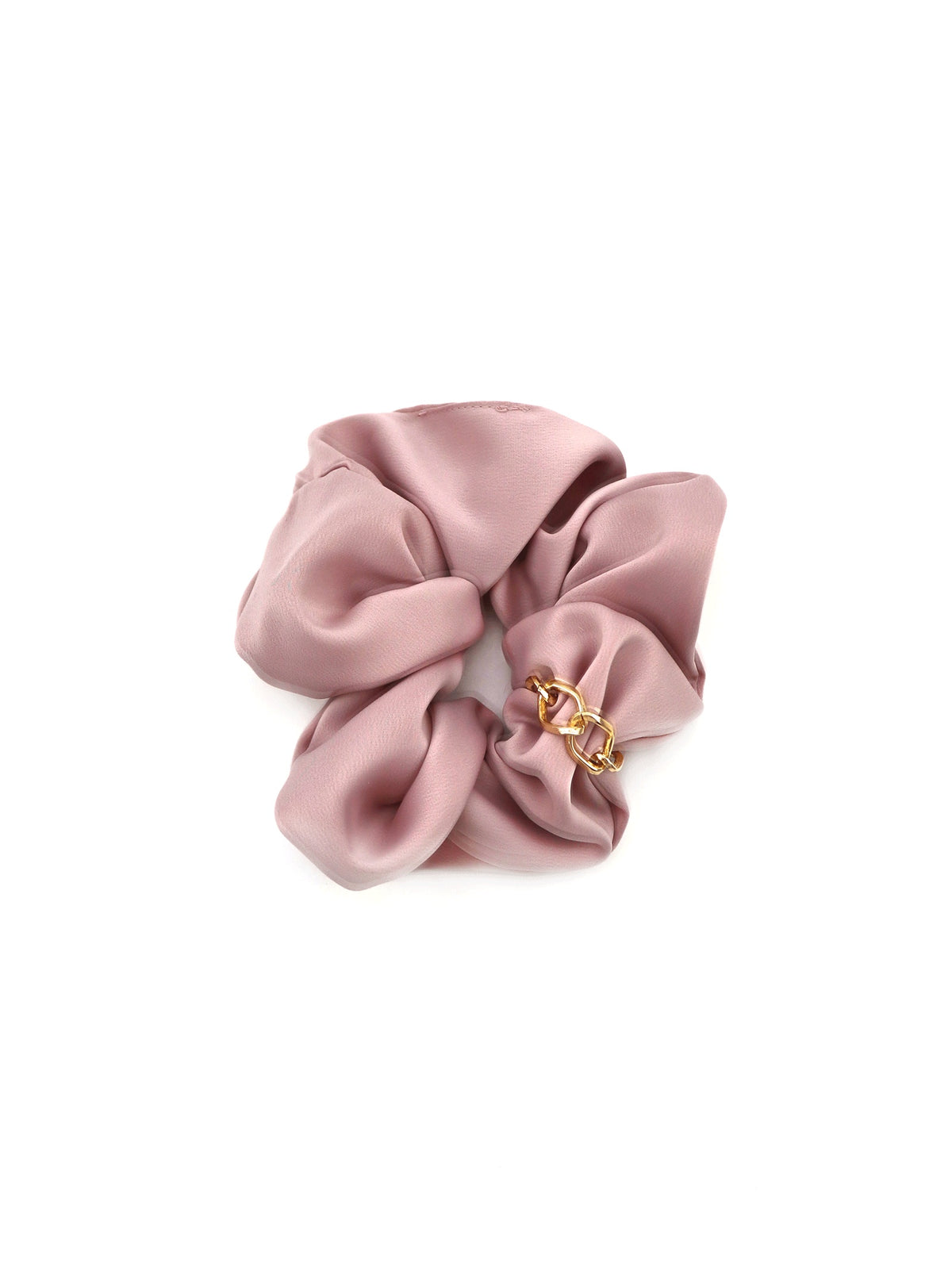 Jerika Pink scrunchy with gold-tone chain detail