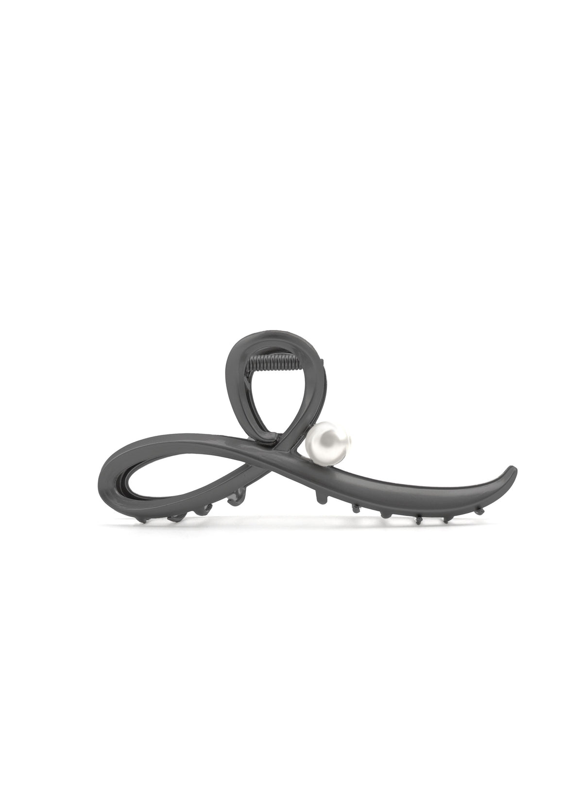 Jomena black hair claw with sculptural curves and pearl accent