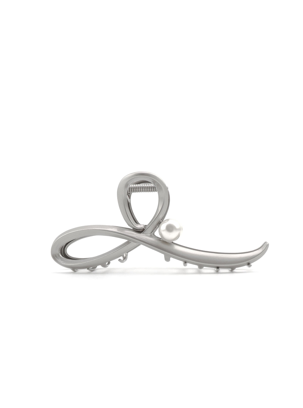 Jomena grey hair claw with sculptural curves and pearl accent