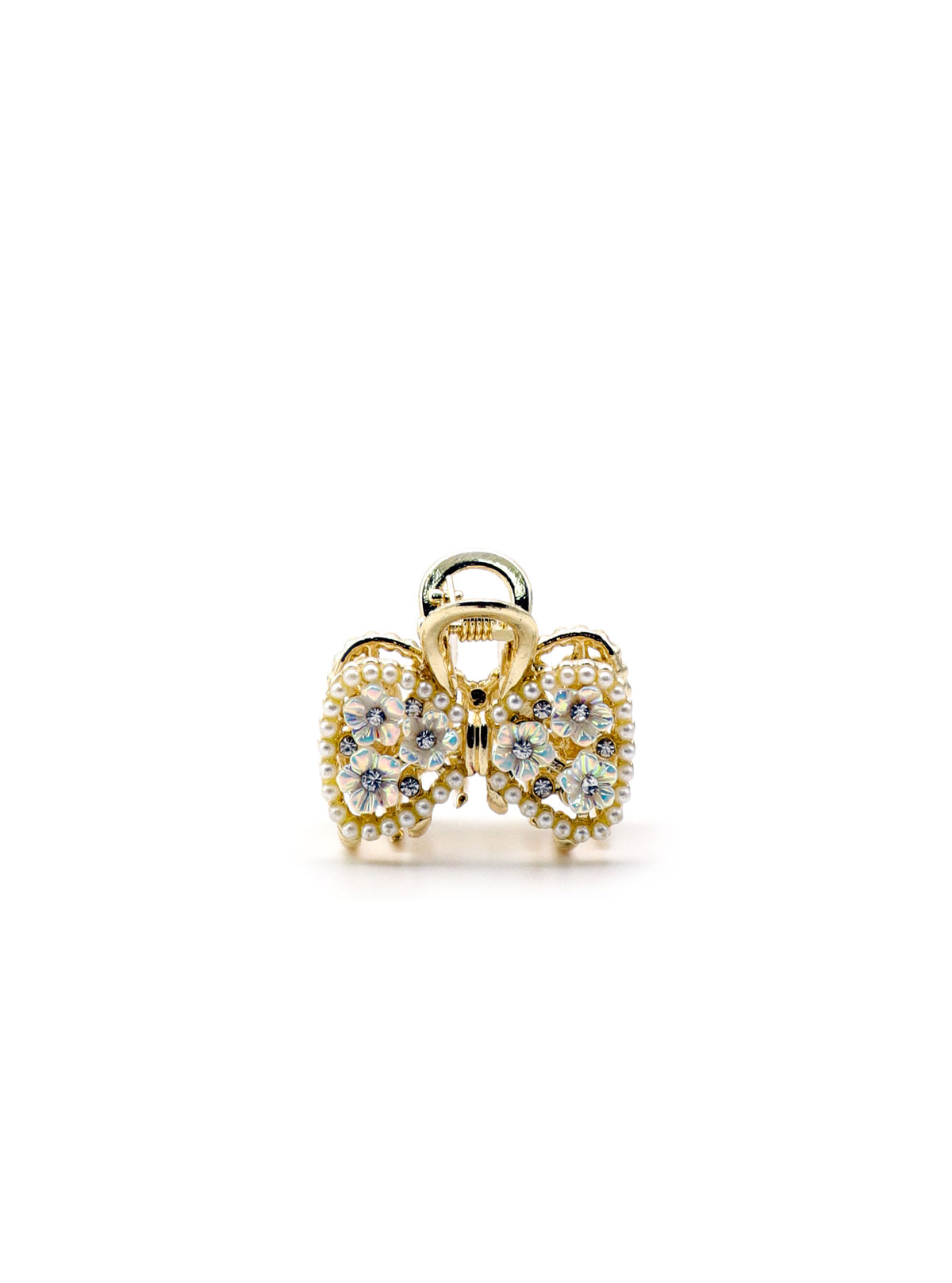 Jumi ribbon mini hair claw with crystal and pearl accents