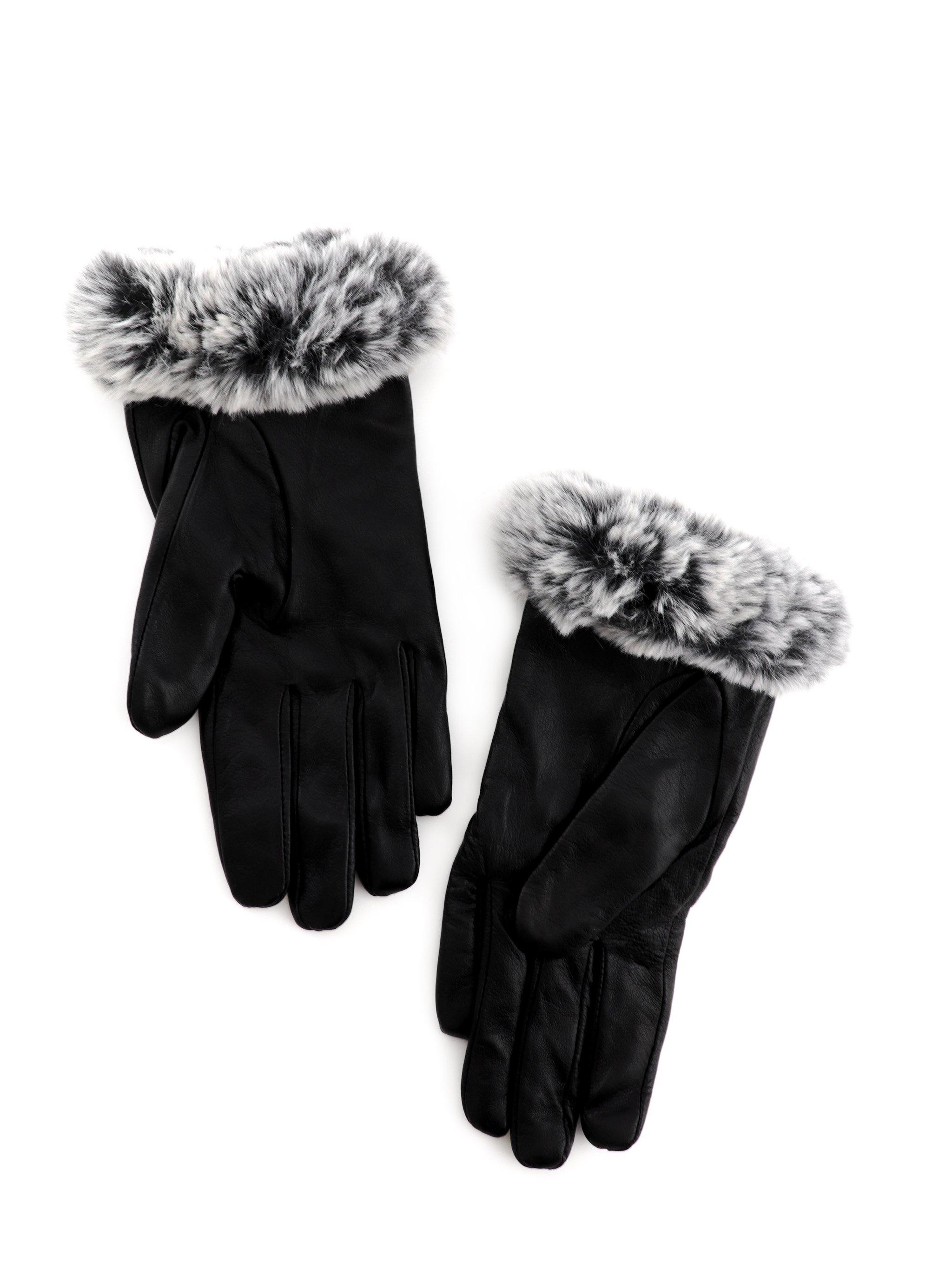 PHYLLIS LEATHER FUR-LINED GLOVES - Simplique Mode