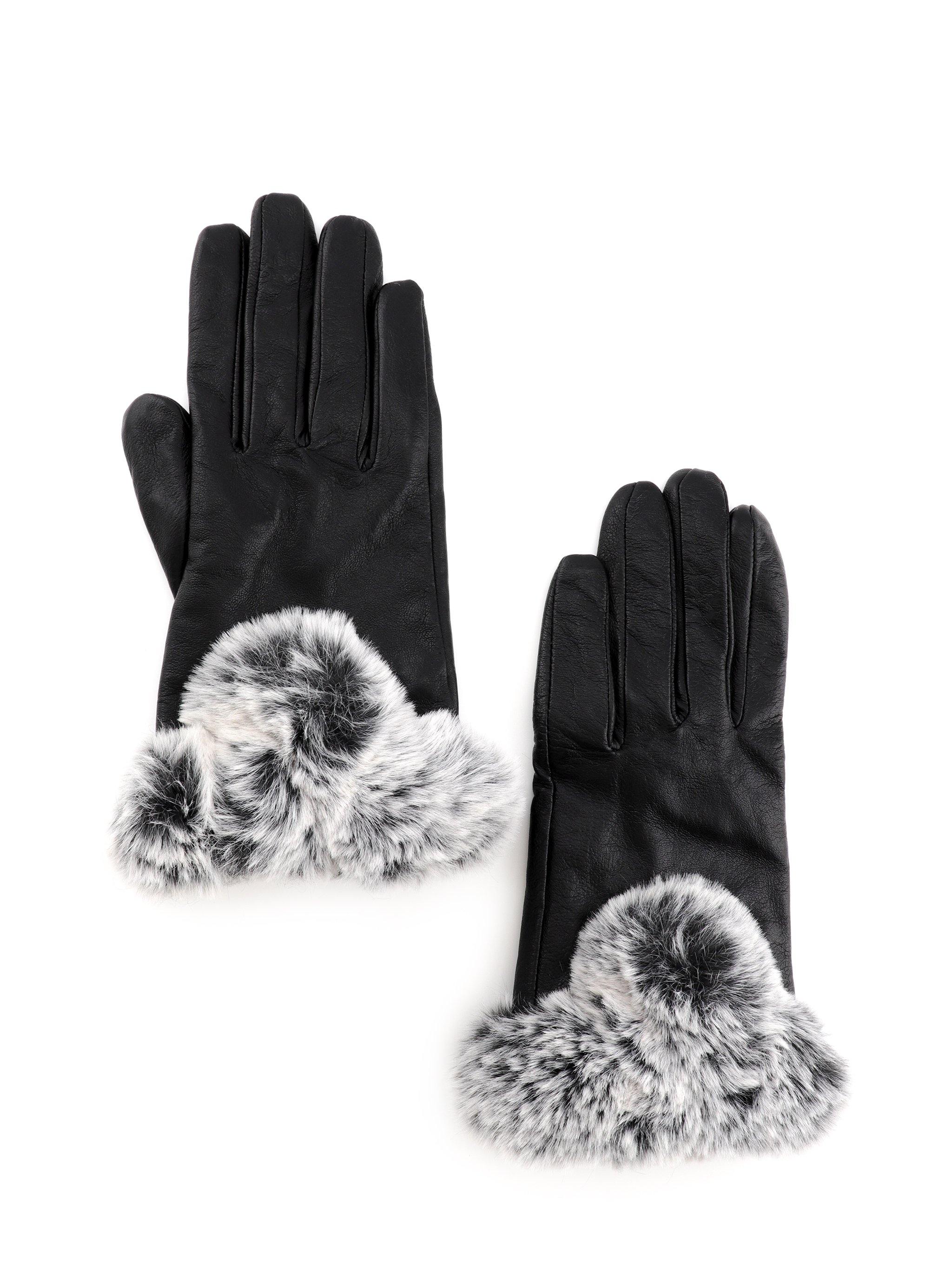 PHYLLIS LEATHER FUR-LINED GLOVES - Simplique Mode