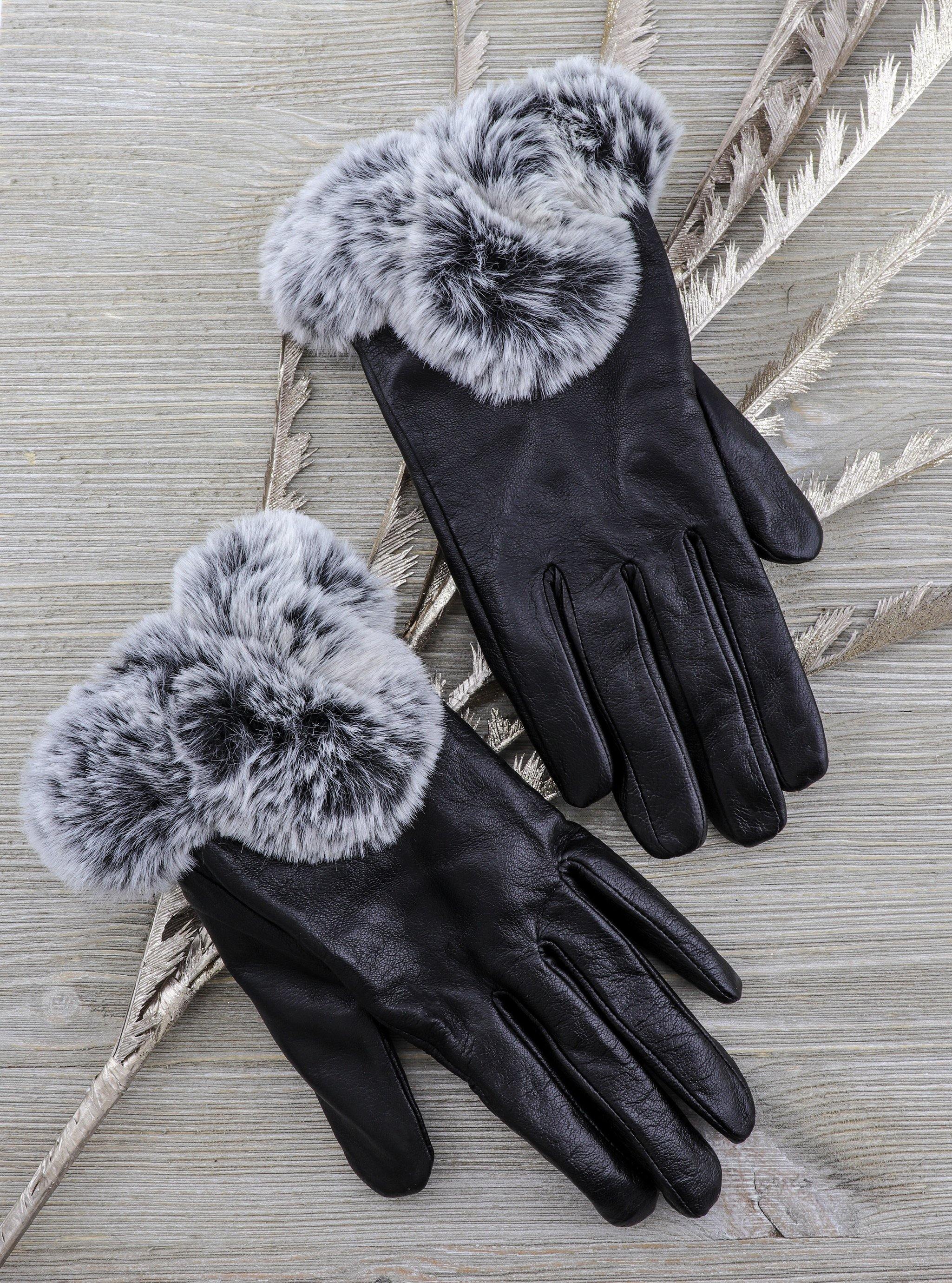 PHYLLIS LEATHER FUR-LINED GLOVES - Simplique Mode