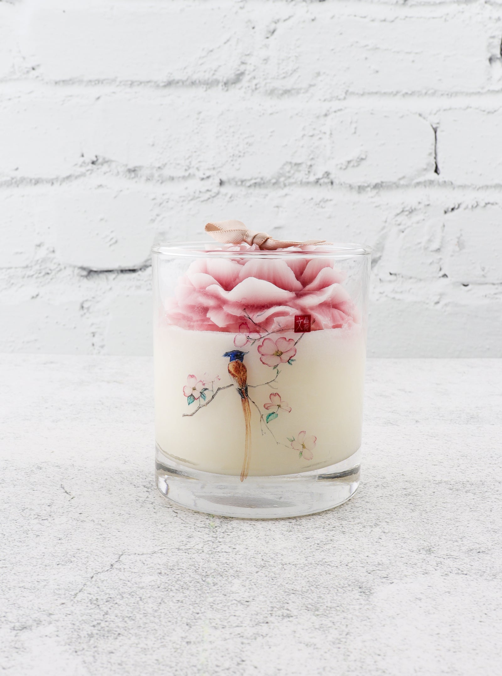 BLUE BIRD WHITE PEONY CANDLE