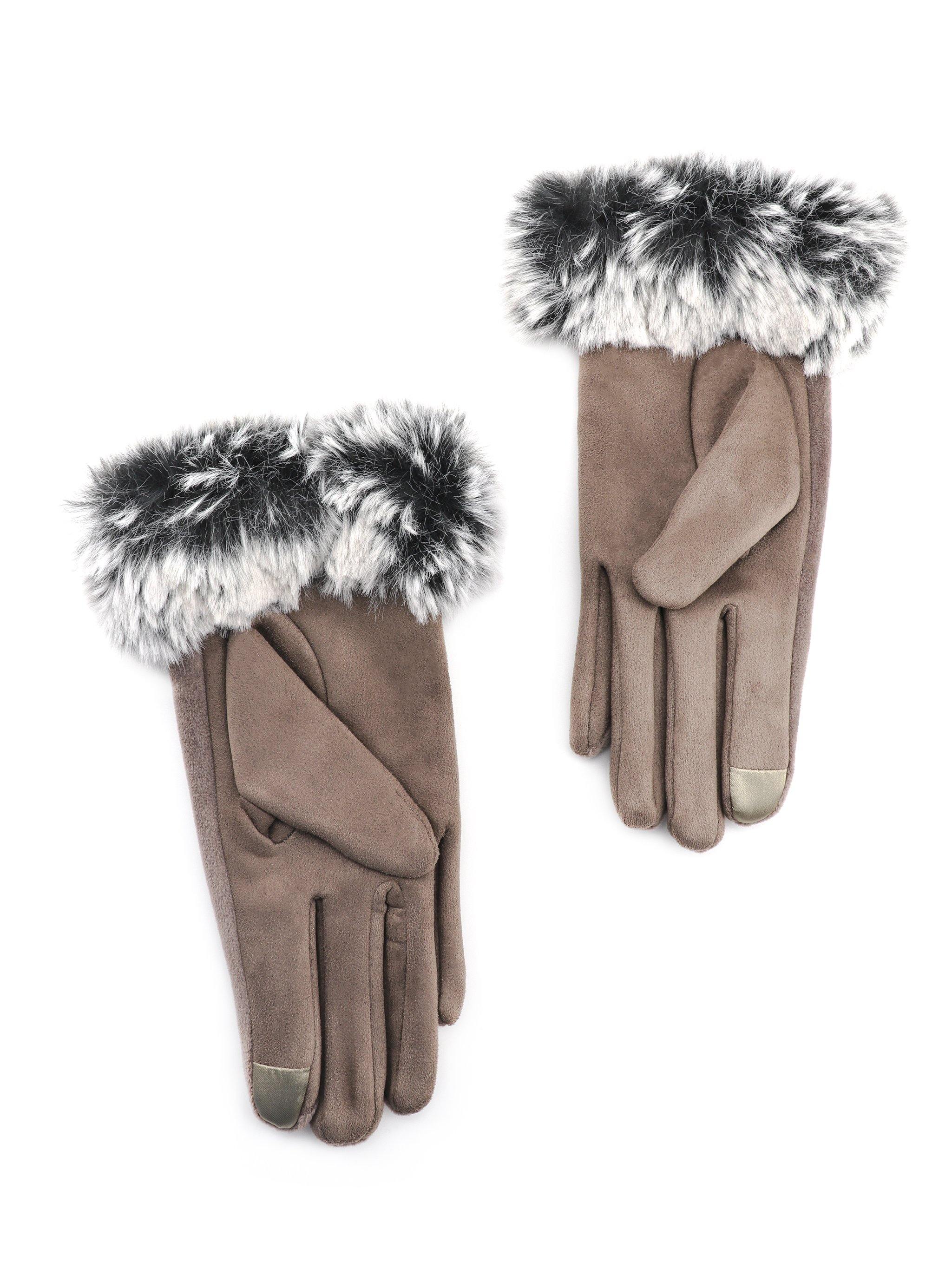 POPPY FUR-LINED VELOUR GLOVES - Simplique Mode