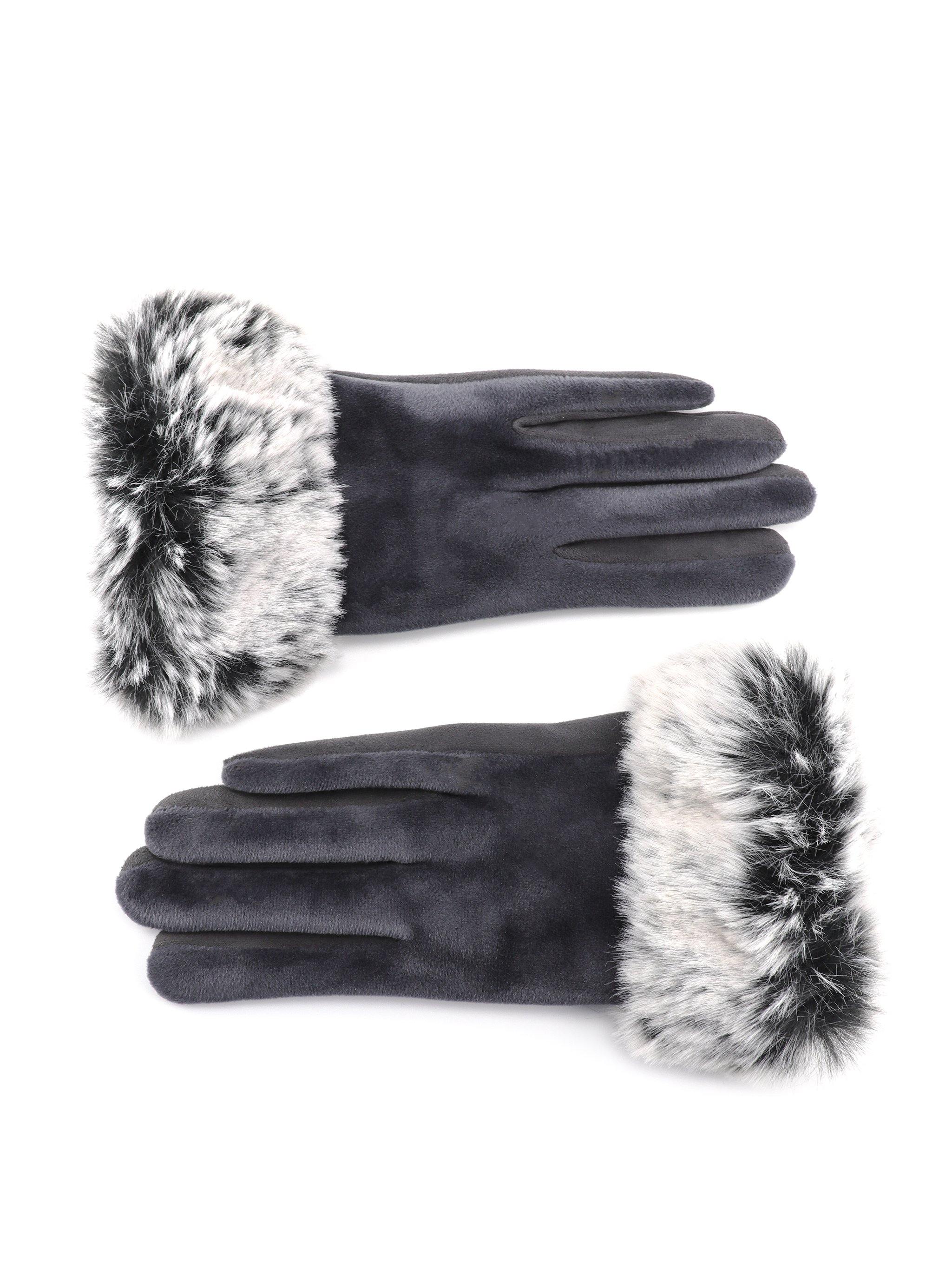 POPPY FUR-LINED VELOUR GLOVES - Simplique Mode