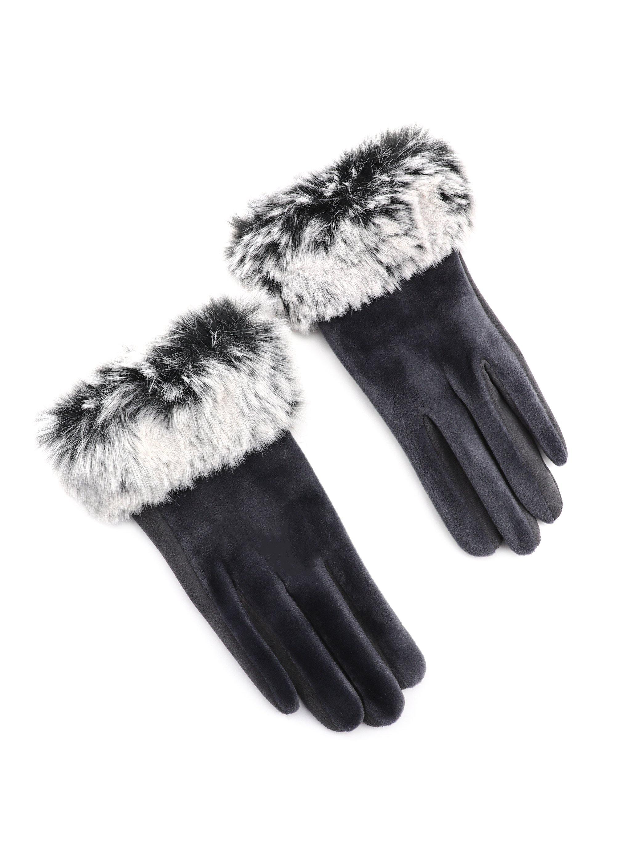 POPPY FUR-LINED VELOUR GLOVES - Simplique Mode