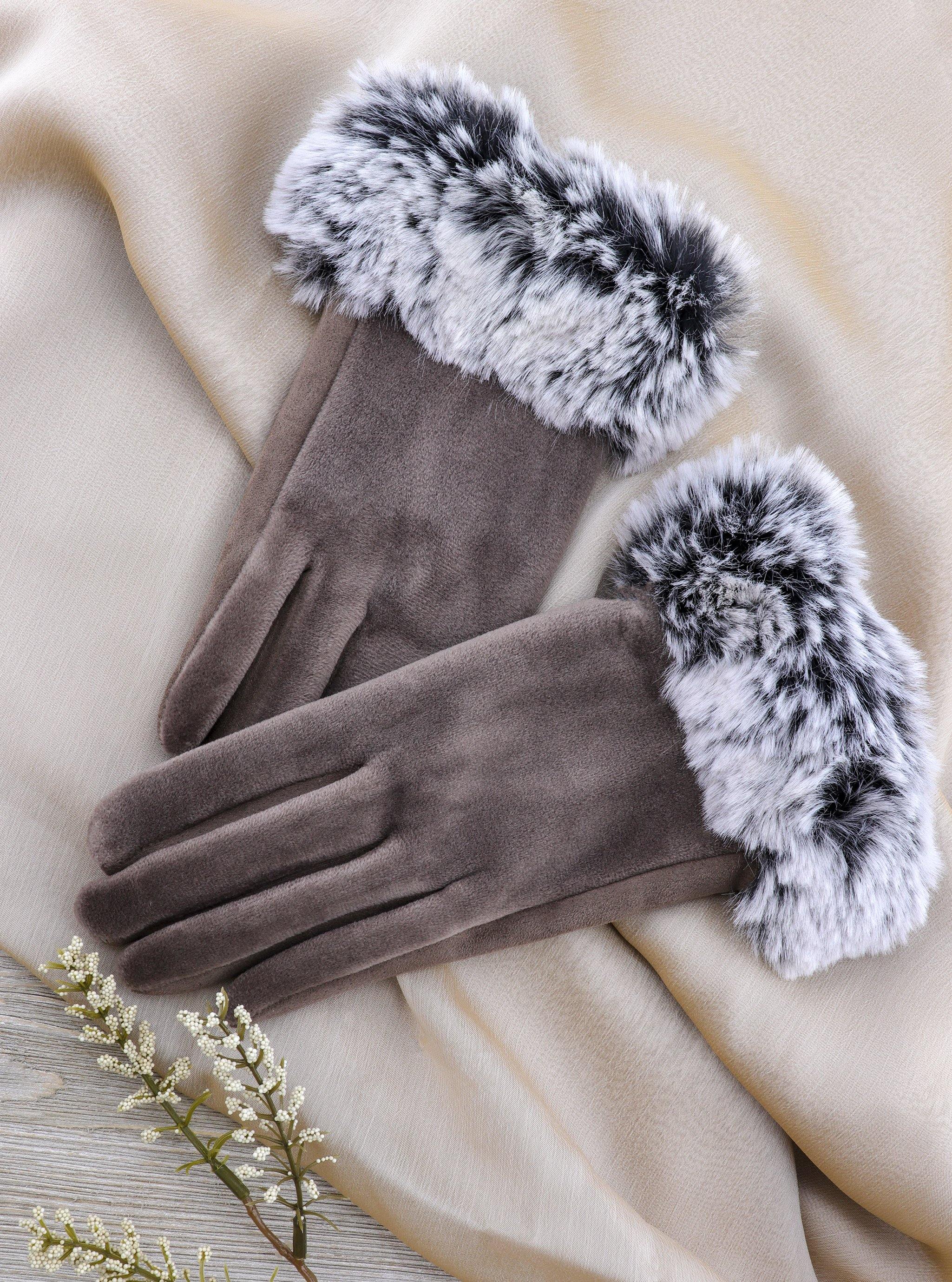 POPPY FUR-LINED VELOUR GLOVES - Simplique Mode