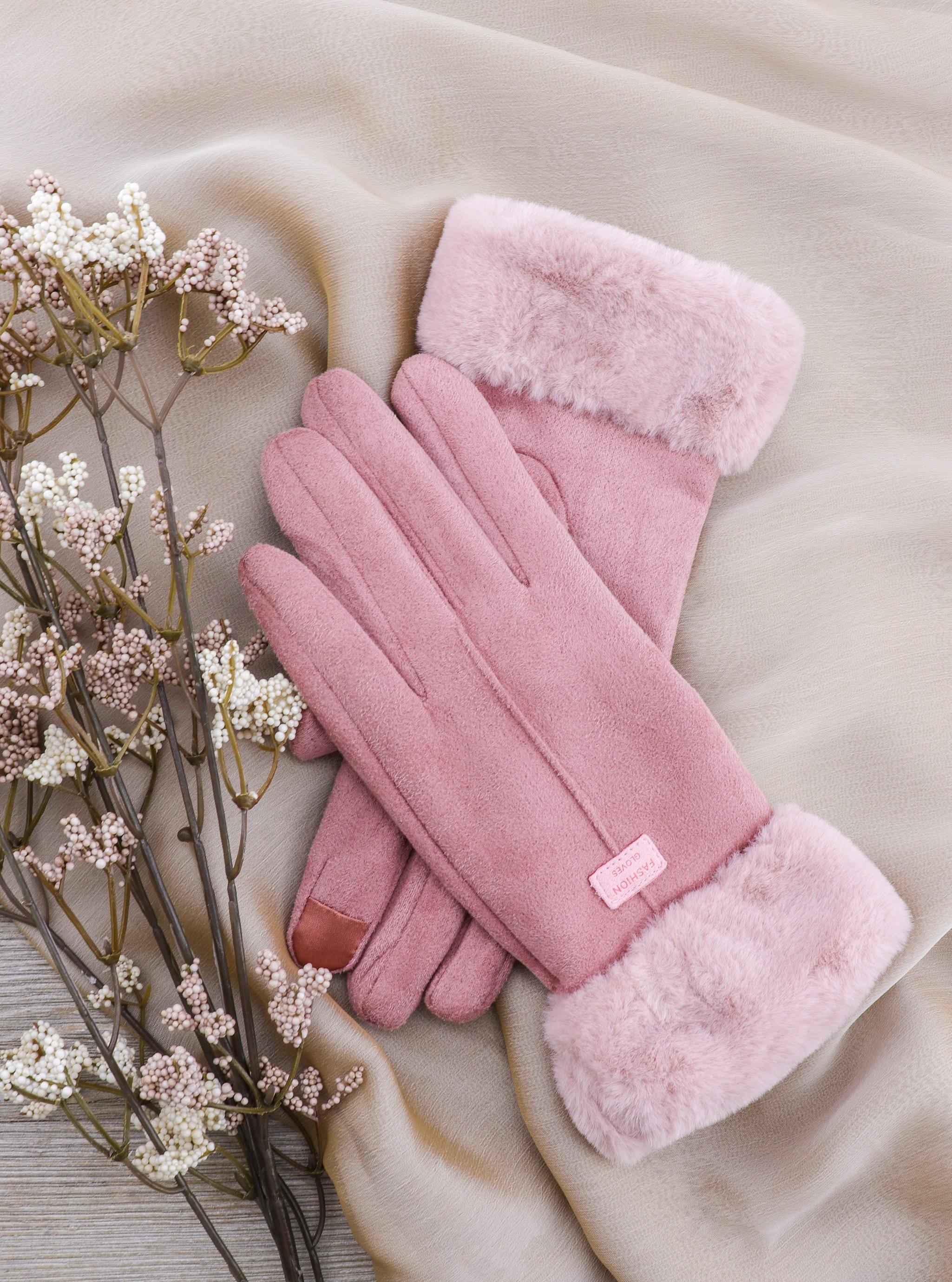PAISLYN FUR-LINED SUEDE GLOVES - Simplique Mode