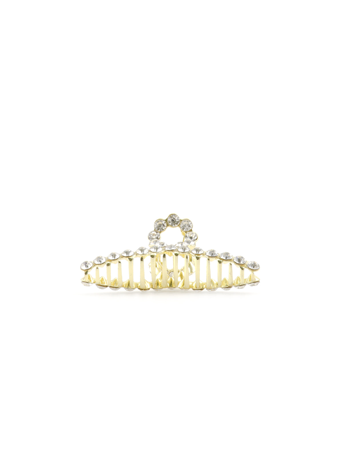 Detail view of Janina gold claw clip with cubic zirconia