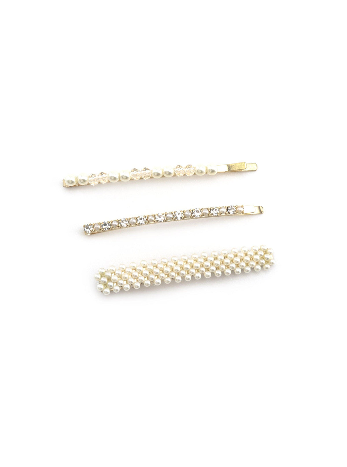 Journee set of three pearl and crystal hair clips