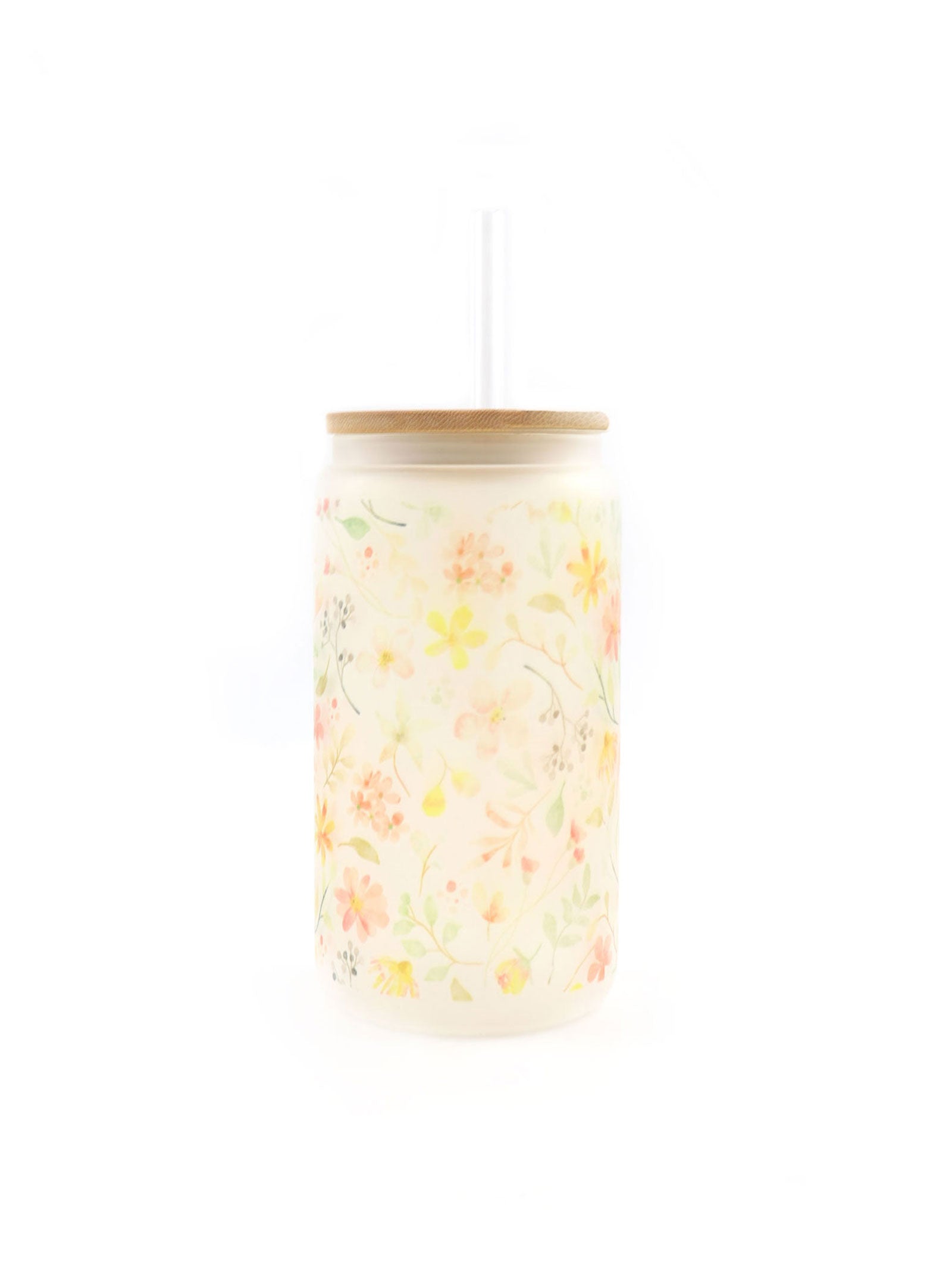 WILDFLOWERS | 16 OZ GLASS TUMBLER WITH BAMBOO LID & STRAW