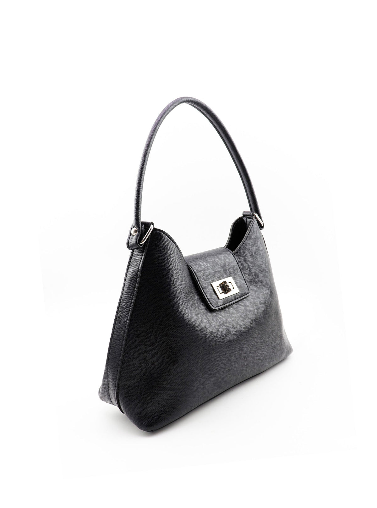 Side view of Bettine Black top handle crossbody bag