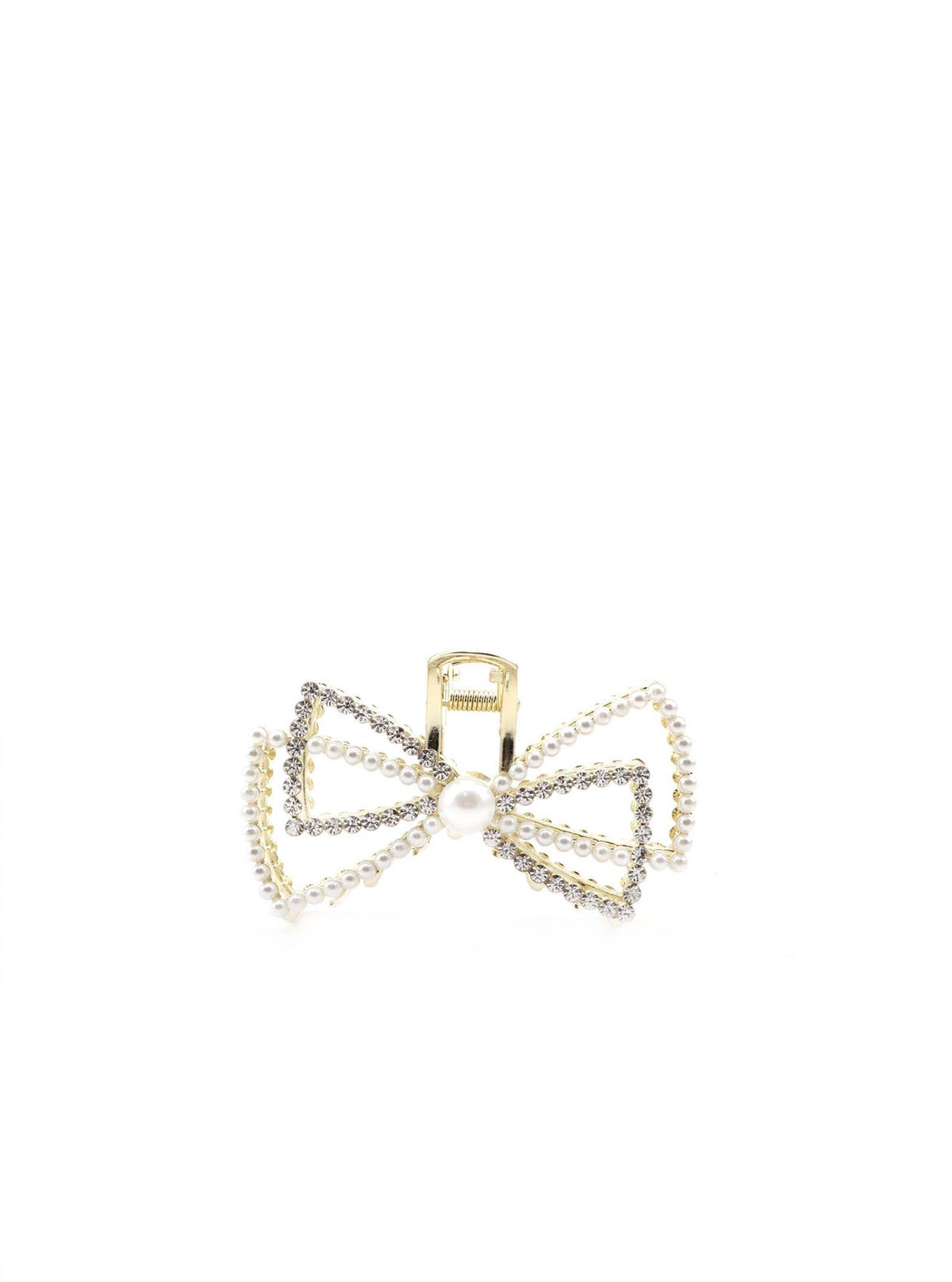 Jaice cubic zirconia bow hair claw with gold-tone detailing