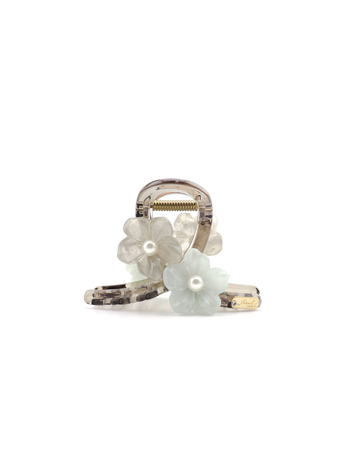 Jakei small hair claw in blue and grey with floral details
