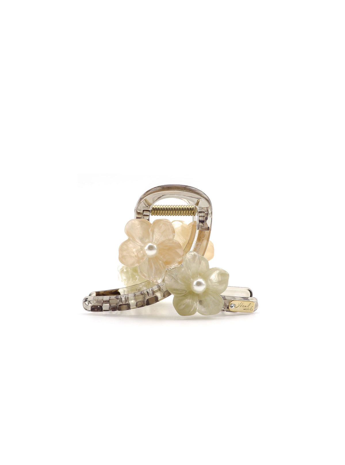 Jakei small hair claw in mint and peach with floral details