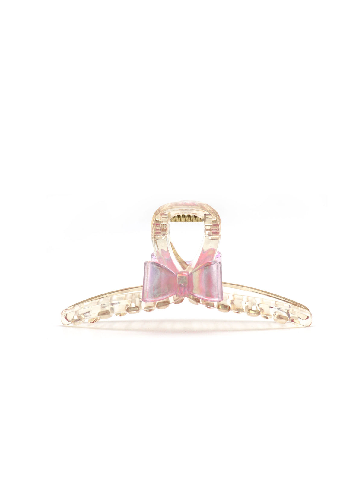 Jansa pink hair claw with iridescent bow detail