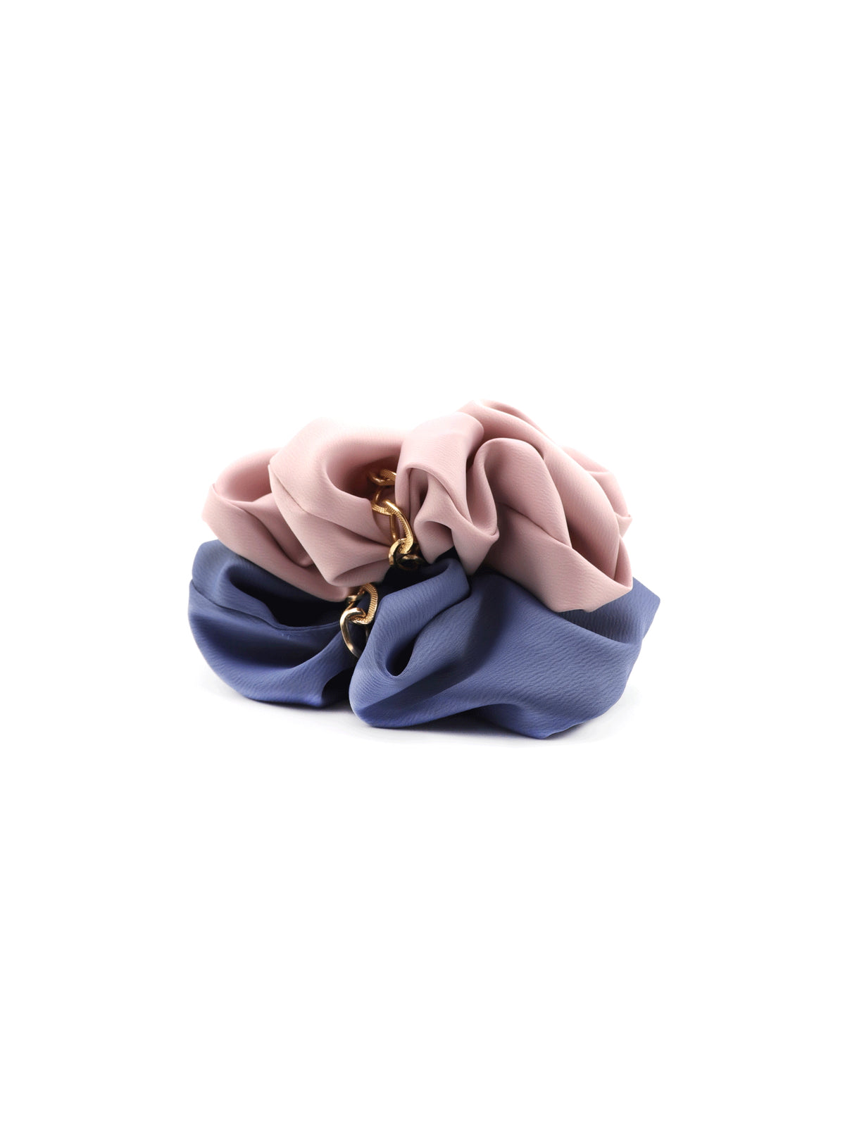 Jerika scrunchies in Ocean and Pink