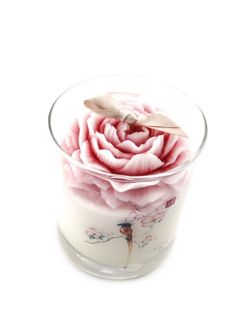BLUE BIRD WHITE PEONY CANDLE