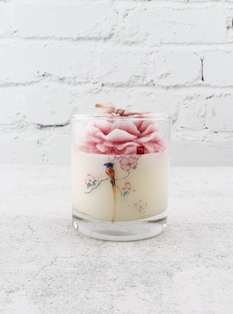 BLUE BIRD WHITE PEONY CANDLE