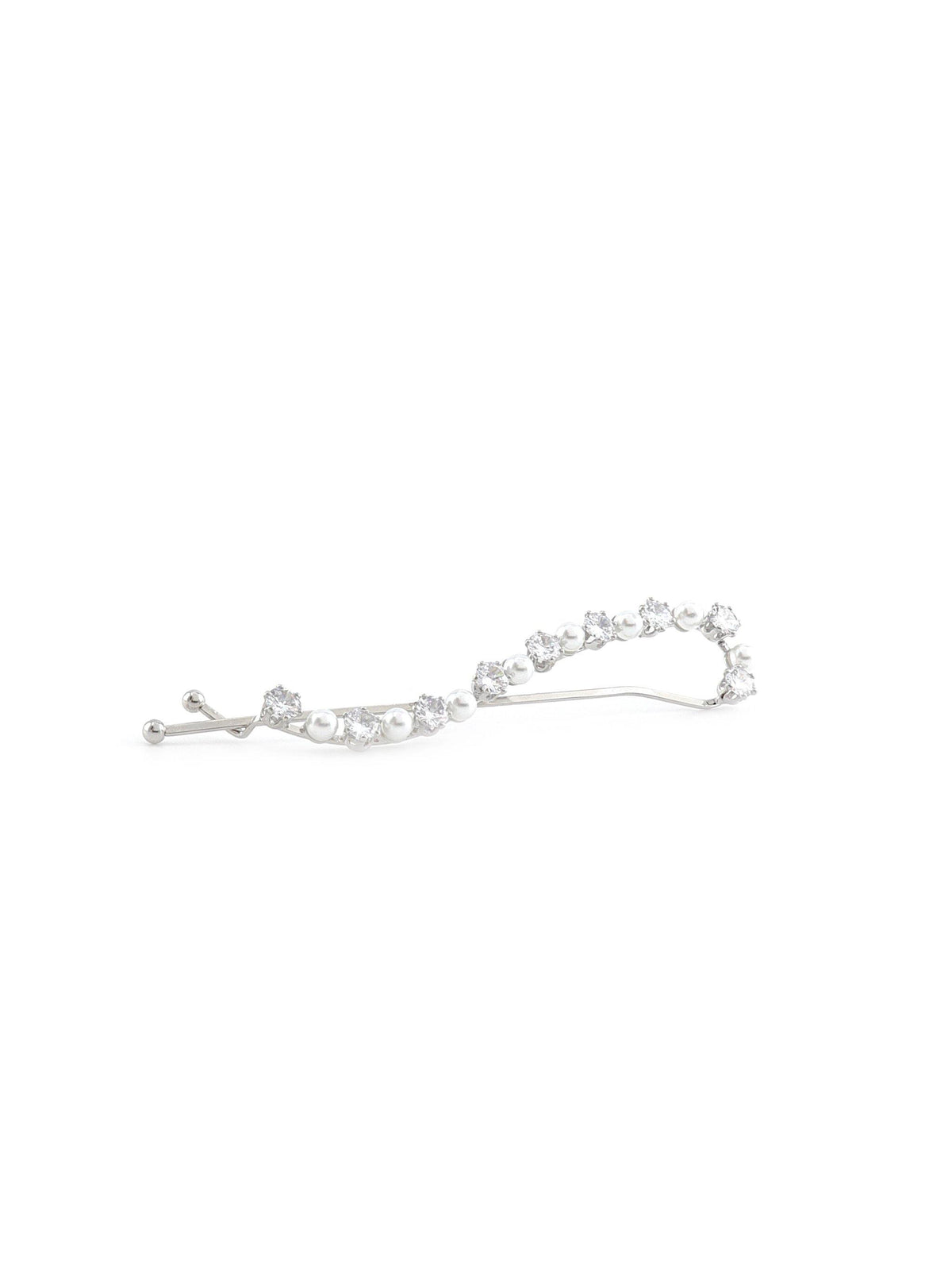 JJael Silver hair pin with pearl and crystal detailing