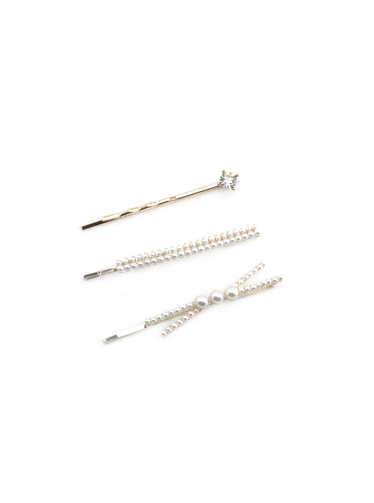 Jaleah set of three pearl and crystal bobby pins